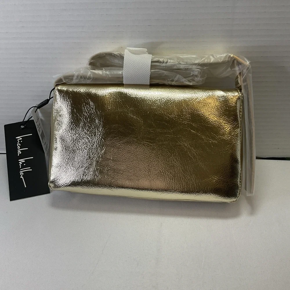 Nicole Miller Gold Vegan Leather Handbag Shoulder Bag NWT‎ $60